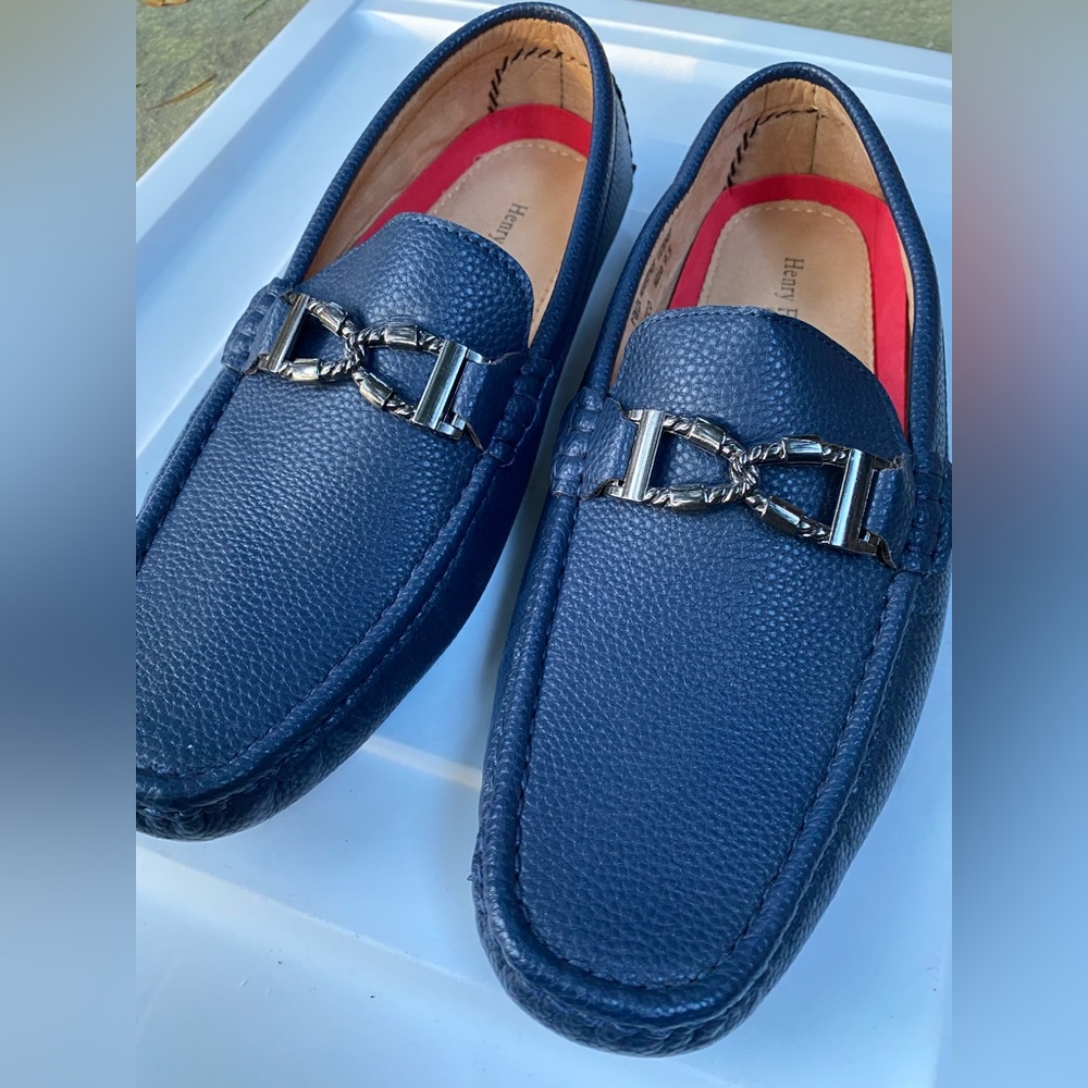 Henry Ferrera Men’s Faux Leather Blue Loafers NWOT Size 9